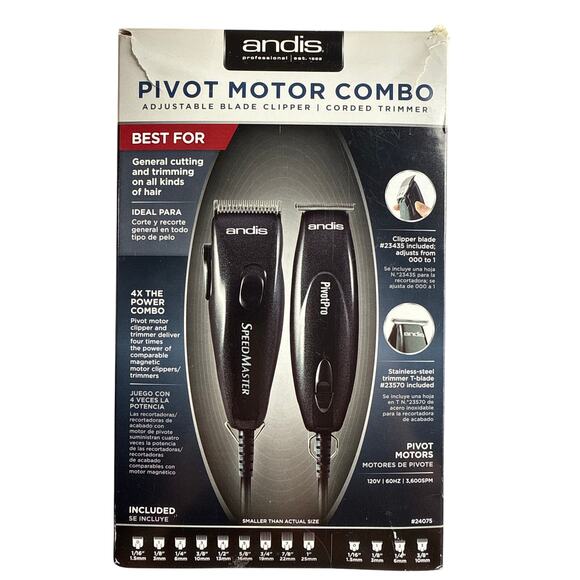 Andis 24075 Pivot Motor Hair Clipper Trimmer Combo Black -Missing 5 attachments - Picture 1 of 11